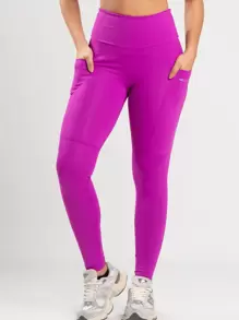 Women Sports Leggings - 紫色 - 查看 3
