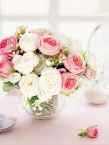 8 Bundles Silk Artificial Peonies Flowers Faux Peony Bouquet Fake Peonies Artificial Flowers Bouquets For Vase Floral Arrangements Wedding Home Table Decoration (White,Pink) - 4 pink+4 white - 查看 4