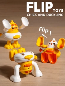 1pc Kids' Wind-Up Tumbling Duck/Chick Cartoon Focused Attention Lifting Tumbling Toy - Random Color & Style - Multicolor - View 5