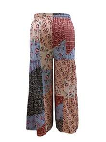 女士高腰收腰嬉皮拼接阔腿夏季长裤