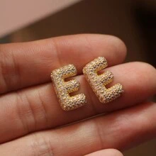 1 对方晶锆石泡泡 A-Z 26 首字母耳钉 18K 镀金女士耳环 - 字母 - 查看 22