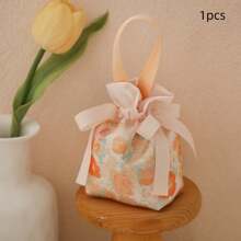 1pc Per Pack Flower Non Woven Gift Packaging Bag High Quality Silk Satin Drawstring Bags Suitable For Wedding Valentine's Day Party Birthday Decoration