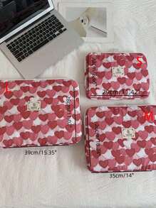 笔记本电脑包平板电脑包 11 英寸/14 英寸电脑包笔记本电脑包红色心形图案卡通可爱防水便携式电脑保护套小包文件袋笔记本电脑内胆包电脑携带 11 13 14 15.3 15.6 英寸便携式桌面保护袋适用于 Mac Book HP ASUS 适用于平板电脑手提包保护套 9-11 英寸适用于 iPad Air 4 5 Pro 11 Mini 5 6 iPad 保护套防震袋 - 紅色 - 查看 10