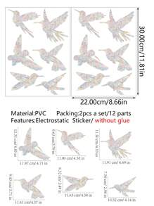 Cloud Hummingbird Flowers Rabbits Window Clings - Anti-Collision Window Decals To Save Birds From Window Collisions,Non Adhesive Prismatic Vinyl Window Clings, Rainbow Stickers - Multicolor - View 4