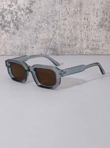 1 件男士 PC 方框复古多边形时尚眼镜，适合户外旅行、派对装饰、海滩度假、骑自行车和日常使用