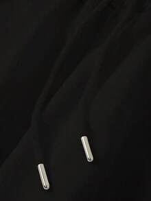 Ladies Casual Sports Autumn And Winter Warm And Fleece Sweatpants Letter Printed Fashion All-Match Fleece Sweatpants - Black - View 5