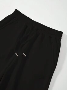 Ladies Casual Sports Autumn And Winter Warm And Fleece Sweatpants Letter Printed Fashion All-Match Fleece Sweatpants - Black - View 3