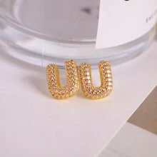 1 对方晶锆石泡泡 A-Z 26 首字母耳钉 18K 镀金女士耳环 - 字母 - 查看 17