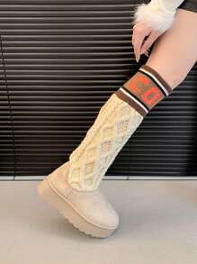 2025 Four Seasons Women's Knee-High Boots Back To School Season Date - Beige - View 3