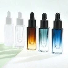 玻璃精油瓶 5ml/10ml，方形厚底精华液瓶，化妆品可再填充滴管容器 - 彩色 - 查看 2