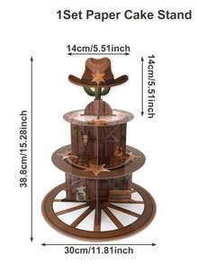 1 bộ Đế đựng bánh cupcake phong cách cao bồi miền Tây, Đế đựng bánh cupcake chủ đề cao bồi miền Tây hoang dã 3 tầng, Đế đựng bánh tráng miệng cho tiệc sinh nhật, sự kiện ngày lễ, Vật dụng trang trí bánh, Đồ trang trí bàn bếp - Nhiều màu - Xem 3
