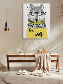 1pc Animal Print Canvas Poster Deer - Elephant - Fox - Wolf - Panda With Hat Wall Art Unframed Canvas Painting - Bedroom, Home Office, Kitchen, Bathroom - Indoor/Outdoor Hanging Art Gifts Birthday Graduation