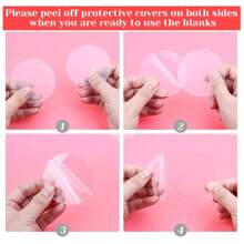 12pcs Blank Acrylic Keychains, Clear Round Acrylic Keyring With Hole For Carving, Painting And DIY Crafts, All Seasons - Multicolor - View 5
