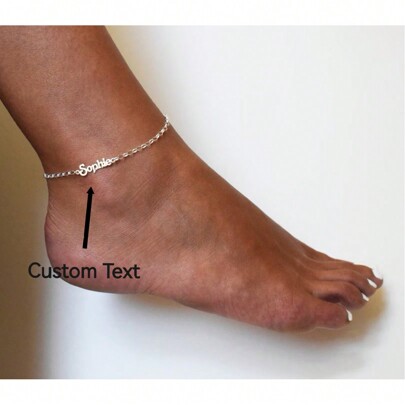 1pc Custom Name Anklet, 18K Gold Plated Name Anklet, Personalized Name Anklet, Birthday Gift For Her, Christmas Gift, Gift For Mom