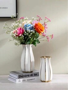 1 件简约白金彩绘大花瓶，树脂创意装饰花瓶，适用于家居装饰 - 彩色 - 查看 2