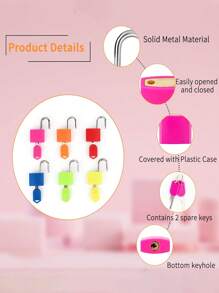 1 pieza Candado de equipaje personalizado, candado de maleta, resistente y duradero, a prueba de agua, mini candado con llave de cobre, adecuado para casilleros, maletas, cajas - Multicolor - Ver 3
