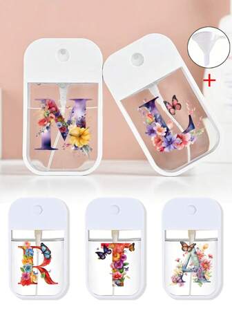 45ML 便携式喷雾瓶 香水瓶 洗手液瓶 可再填充香水 化妆品 精油 带漏斗的收纳盒 旅行酒精 时尚字母系列 旅行必需品 学校学习用品 度假露营 度假必需品 度假配件 迷你女士香水 男士香水 海滩