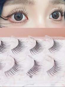10 件自然纤长假睫毛，适合淡妆、素颜、日常通勤或仙女角色扮演条状睫毛、睫毛、睫毛、假睫毛 - 自然纖長款 - 查看 3