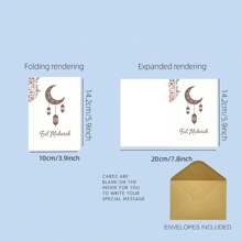 6 kart islamskich kart okolicznościowych islamskich kartek upominkowych do druku zestaw 6 wzorów księżycowych świateł pałacu kwiatów latarnia karta 3,9 x 5,9 cala z kopertą