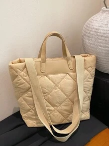 Túi Tote Dung Tích Lớn Cho Đi Làm, Học Sinh, Túi Đeo Vai, Phiên Bản Hàn Quốc, Túi Xách Mềm, Thu/Đông - Màu Khaki - Xem 1