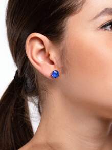 BLUE TOPAZ CUT LIGHT POINT EARRING 18K GOLD PLATED - 藍色 - 查看 1