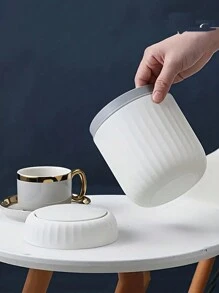 1pc Press-Top Mini Trash Can - Durable PP Material, Compact Desktop Waste Basket For Office, Bedroom, Living Room - Home Garbage Container With Lid For Return School - Multicolor - View 3