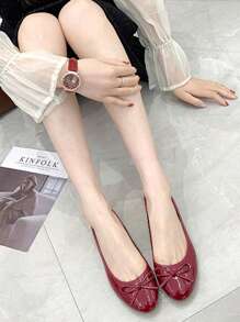 女士高档温柔平底鞋女四季低跟低鞋面软皮妈妈鞋女多色可选休闲舒适鞋子 - 紅色 - 查看 5