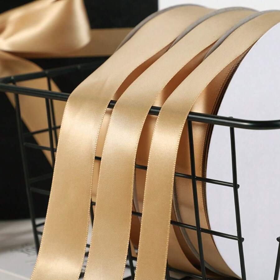 1 件装香槟金色服装包装花卉丝带蝴蝶结缎带装饰丝带礼品盒带锦缎带 - 香檳金色 - 查看 1