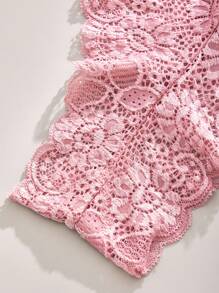 4pcs/Pack Plus Size Women Lace Sexy Underwear, Solid Color Floral Hipster & Bikini Panties, Black/Pink/Purple