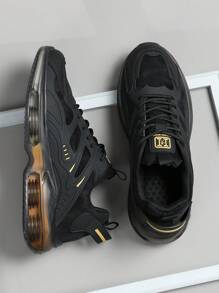 男士运动鞋休闲运动鞋，系带软底平底舒适学院运动鞋，男士轻便低帮日常鞋 - 黑色 - 查看 3