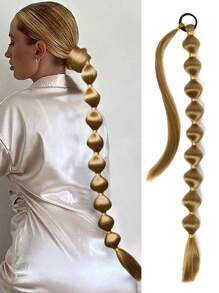 1pc Black Brown Khaki Gold Burgundy Long Bubble Ponytail Extension For Women 28Inch 34Inch Ponytail Extension Afro Puff Ponytail Extension Protective Style Black Ponytail Halloween Christmas Hair Extensions Kinky Straight Lantern Ponytail Wrap Around Ponytail With Hair Tie