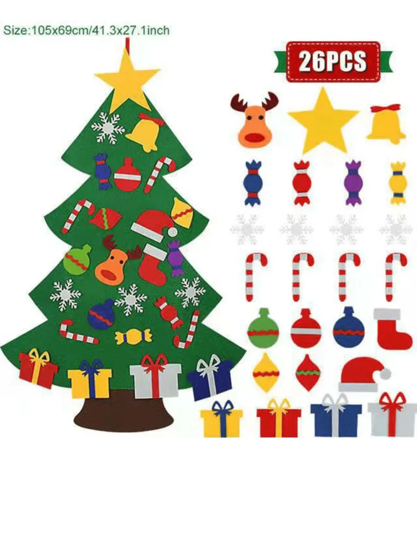 1 set of 26pcs diy felt tree with light xmas party decorations perfect