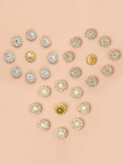 50 件/套水晶珠，迷人水钻花朵设计珠宝制作珠子工艺品