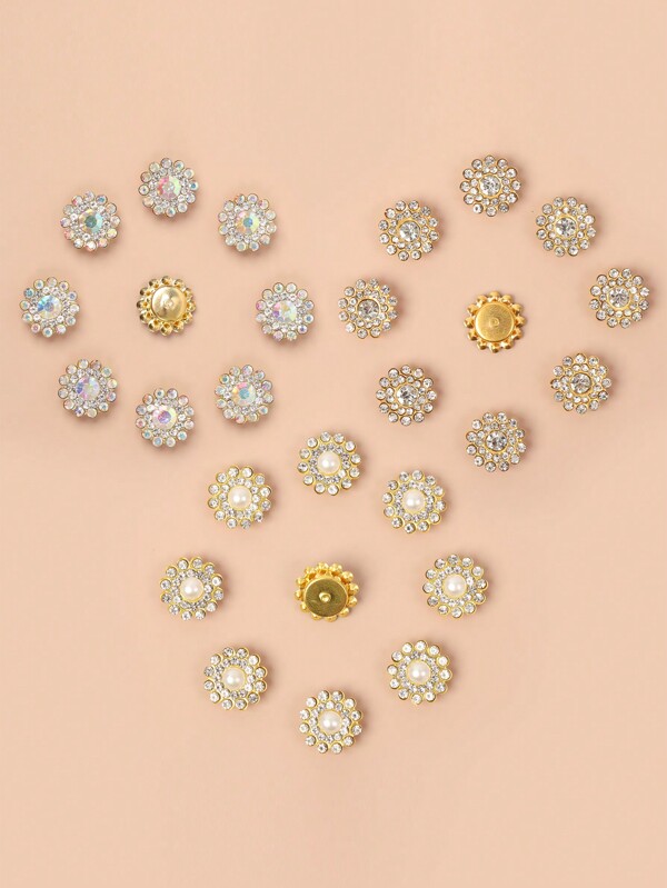 50pcs/Set Crystal Bead, Glamorous Rhinestone Flower Design Jewelry Making Bead For Craft