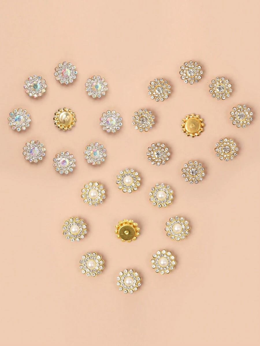 50 件/套水晶珠，迷人水钻花朵设计珠宝制作珠子工艺品