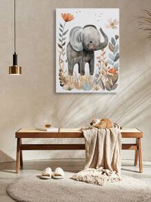1pc Animal Print Canvas Poster Deer - Elephant - Fox - Wolf - Panda With Hat Wall Art Unframed Canvas Painting - Bedroom, Home Office, Kitchen, Bathroom - Indoor/Outdoor Hanging Art Gifts Birthday Graduation