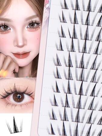 Elynique 100 片 C 卷 2025 新款向日葵风格 DIY 簇状睫毛，自然分段式蓬松三步睫毛，适合初学者，可重复使用自嫁接睫毛簇，睫毛簇，单根睫毛，睫毛，假睫毛