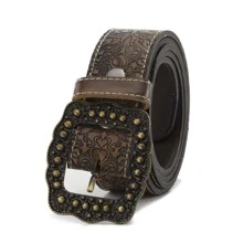 Unisex Country Belt With Removable Buckle And Our Lady Of Aparecida Print - Lạc đà - Xem 3
