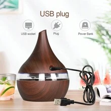 300ml Essential Oil Diffuser, Oil Diffuser, LED Humidifier, Automatic Shut-Off Ultra Quiet USB Wooden Humidifier With USB Cable, Suitable For Living Room And Bedroom SPA, Containing 2 Types Of Oil