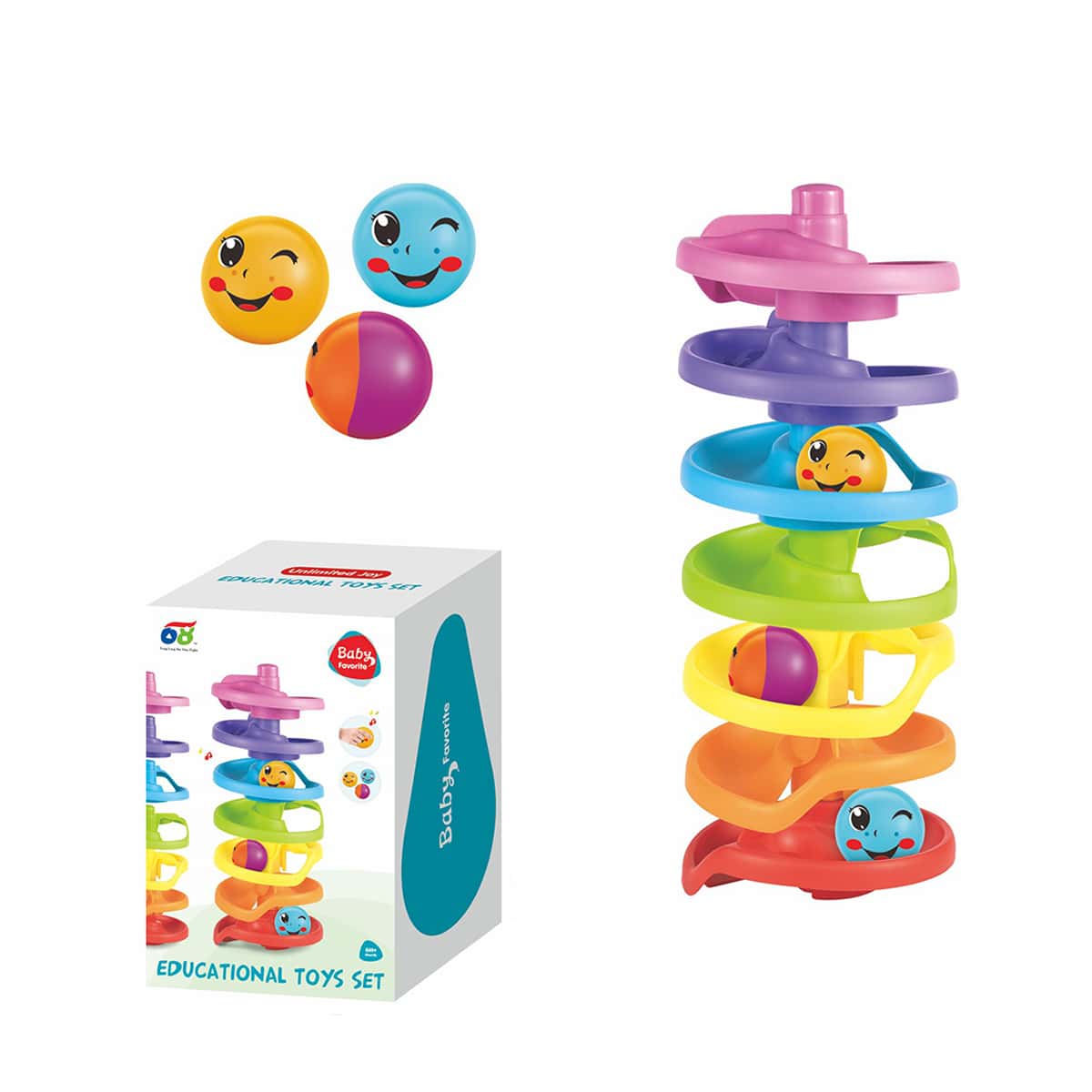Torre De Bolas Apilable Con Tobogán, Juguete Educativo De Caída De Bolas Para Bebés, Resistente Y Portátil, De 25 A 45 Cm