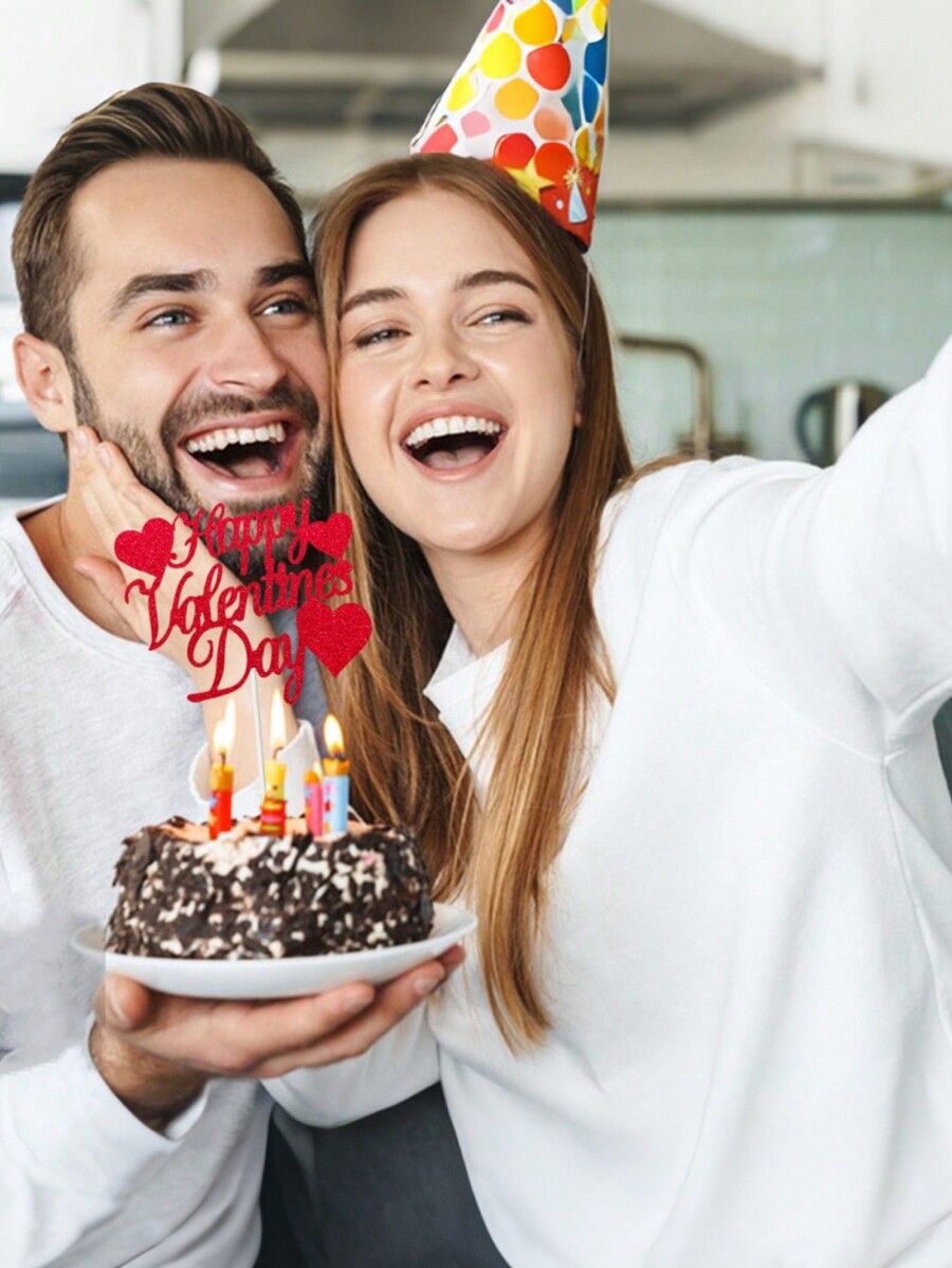 10pcs Valentine's Day Cake Topper Heart Cake Topper Romantic Red Cake ...