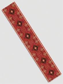 1 Pc Bohemian Vintage Floral Print Linen Table Runner, Suitable For Festivals, Parties, Birthdays, Dinners, Kitchen & Dining Table Decor, Shoe Cabinet & Storage Cover, Versatile Home Decor, All Seasons