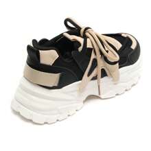 Fashionable Versatile Casual Everyday Thick Sole Sneakers - Black - View 4