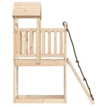 Solid Pine Playhouse With Climbing Wall For Outdoor Fun And Adventure - Brown - View 5
