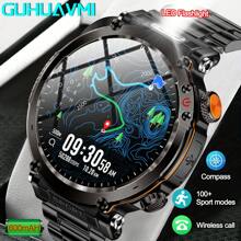 GUHUAVMI 男士户外运动智能手表（接听/拨打电话），2024 年最新款安卓 IOS 无线智能手表，坚固耐用的户外健身追踪器，指南针/AI 语音/计步器/睡眠/LED 手电筒，600 毫安时电池，适用于安卓/IOS - 黑色 - 查看 3