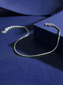FOREVER QUEEN 1 Pezzo Cavigliera in argento sterling S925 per donne, catena semplice a forma di osso di serpente ottagonale, cavigliera semplice, regalo migliore amica, regalo per mamma, sorelle, fidanzata per Natale