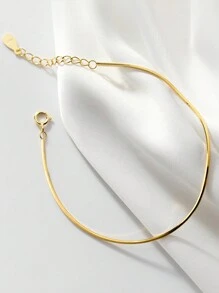 FOREVER QUEEN 1 Pezzo Cavigliera in argento sterling S925 per donne, catena semplice a forma di osso di serpente ottagonale, cavigliera semplice, regalo migliore amica, regalo per mamma, sorelle, fidanzata per Natale