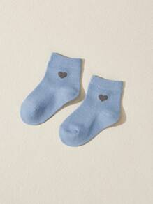 5 Pairs Candy Color Heart Print Baby Boy Ankle Socks