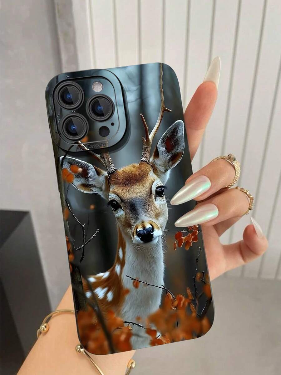 WeiMi 1 件时尚个性化森林鹿图案纯色天使眼手机壳,适用于 iPhone 16/16 Plus/16 Pro/16 Pro Max - 彩色 - 查看 1