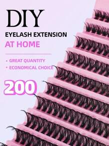 200 Stück D-Curl Wimpernbüschel, 8-16mm, Künstliche Wimpern 10 Reihen 40D Büschel Wimpern, 10ML Kleber & Versiegelung, Wimpernverlängerungs-Kleber, Pinzette, Wimpernapplikator für Wimpernverlängerung, natürlich aussehende & leichte Wimpern, Wimpernverlängerung, einfaches Make-up Wimpern, DIY Segment Wimpern, dicke & dramatische Wimpern, Wimpernbüschel Set, Wimpern - Schwarz - Übersicht 16